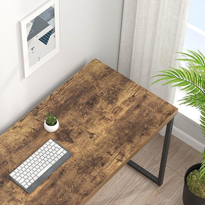 EXCEFUR Industrial Computer Desk, Wood and Metal Home Office Desk, Writing Study Work PC Table for Living Room Bedroom, Rustic Brown, 53 inch