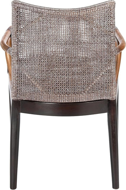 SAFAVIEH Home Collection Gianni Tropical Coastal Brown White Wash Solid Wood Arm Chair