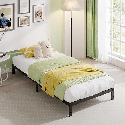 EMODA 10 Inch Twin XL Bed Frames No Box Spring Needed, Heavy Duty XL Twin Metal Platform Bed Frame, Noise Free, Easy Assembly, Black