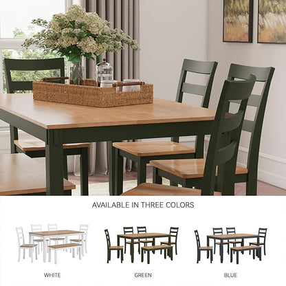 Signature Design by Ashley Gesthaven Modern Dining Table with 4 Chairs and Bench, Set of 6, Green & Light Brown