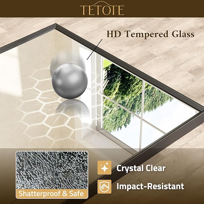 TETOTE Black Mirror for Bathroom Sink 24" x 32" Matte Black Beveled Metal Frame Bathroom Vanity Rectangle Mirror for Wall, Modern Farmhouse, Tempered Glass, Shatterproof, Stronger Frame