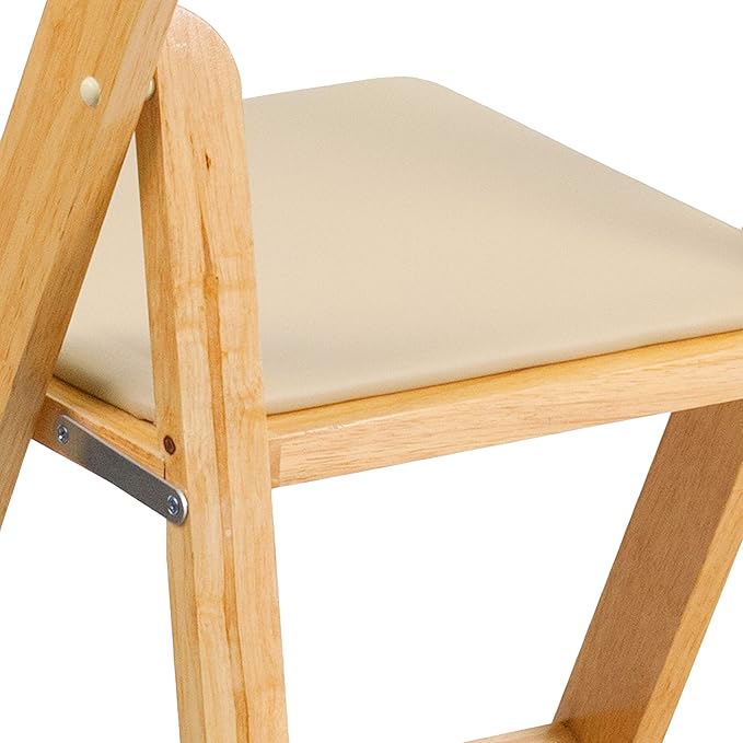 Flash Furniture Hercules Series Beechwood Folding Event Chairs with Padded Seats, Modern Wooden Folding Banquet Chairs, Set of 4, Natural