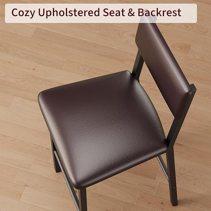 Garvee Bar Stools Set of 4, Kitchen Barstools with Thick Cushion, 25 Inch Counter Height Bar Stools with Backrest and Footrest, for Dining Room, Kitchen Island Counter Chairs, Retro Brown