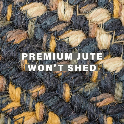 Kilimanjaro Black and Tan Oval Braided Rug, 2x3' - Handmade with Jute, Warm Primitive Decor, Perfect for Bathrooms and Entryways - Reversible and Easy to Clean