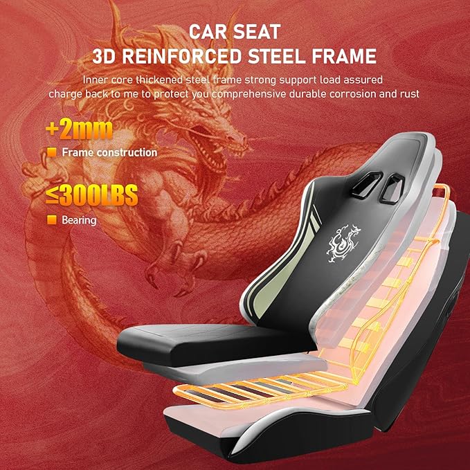 GTPLAYER Gaming Chair with Bluetooth Speakers and Footrest, Dragon Series Video Game Chair, Heavy Duty, Ergonomic, Esports Computer Office Chair, (Blackwhite)