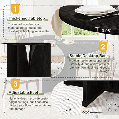 NicBex 39 Inch Round Dining Table for 4, Wooden Small Dinner Table Farmhouse Kitchen Tables with X-Shaped Stable Pedestal for Dining Room, Kitchen, Living Room，Black