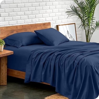 Bare Home Split King Sheet Set - 1800 Ultra-Soft Microfiber Bed Sheets - Double Brushed - Deep Pockets - Easy Fit - 5 Piece Set - Bed Sheets & Pillowcases (Split King, Dark Blue)