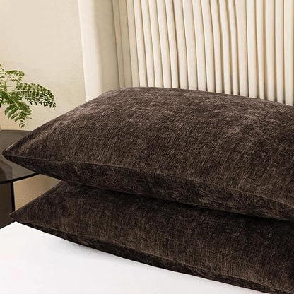 CaliTime Throw Pillow Covers Decorative 20 X 26 Inches Pack of 2 Cozy Chenille Standard Pillow Shams Cases for Couch Sofa Bed Living Room Home Coffee