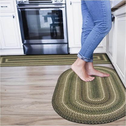 Pinecone Oval Woven Rug 27x45 - Country Style Braided Jute Entryway Rug for Rustic Decor