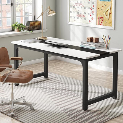 Tribesigns 70.8”Executive Desk, Large Office Computer Desk with Thicken Frame, Modern Simple Workstation Business Furniture for Home Office, White/Black