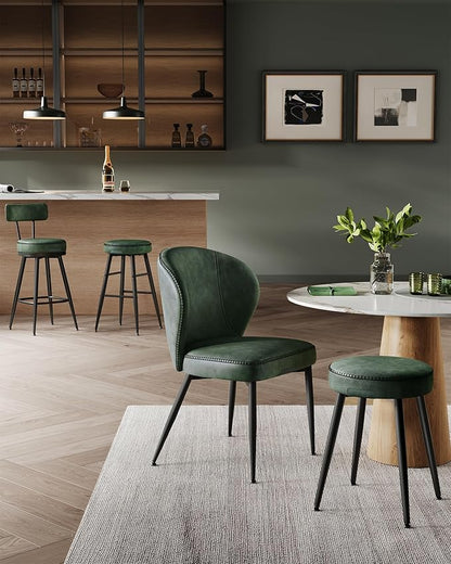 VASAGLE EKHO Collection - Bar Stools Set of 2, Counter Height Bar Stools, Kitchen Counter Stools, Mid-Century Modern Backless Counter Stools, 24.8-Inch Tall, Kitchen Island Home Bar, Forest Green