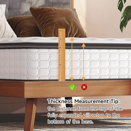 Vesgantti Twin Mattress, 12 Inch Hybrid Twin Size Mattress in a Box, Single Bed Pillow Top Mattresses, Foam and Pocket Coils Innerspring Mattresses, Pressure Relief, Medium Firm Feel