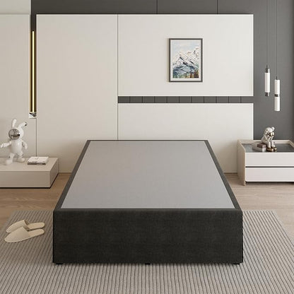 18 Inch King Size Bed Frame with Black Bed Cover, Metal King Size Platform Bed Frame No Box Spring Needed, Heavy Duty Mattress Foundation, Easy Assembly, Noise Free