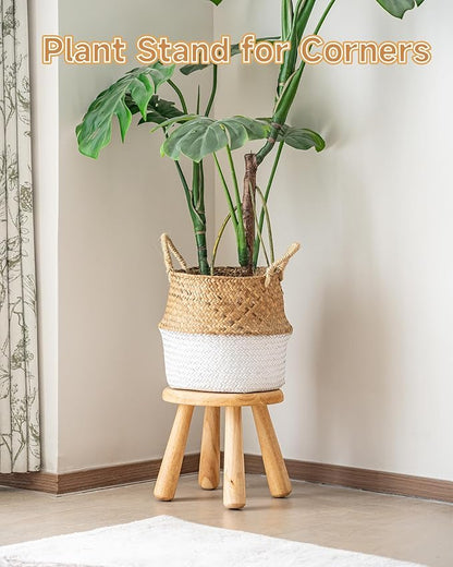 100% Solid Wood Mushroom Step Stool, Small Wooden Stool for Kids & Adults, Plant Stand & Side Table, Compact & Sturdy Footstool for Bathroom, Bedroom, Living Room, Natural (1PC)