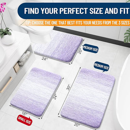 OLANLY Bathroom Rugs Mat 24x16, Extra Soft Absorbent Microfiber Bath Rugs, Rubber Backing, Quick Dry, Machine Washable Bath Mat for Bathroom Floor, Tub and Shower, Home Decor Accessories, Light Purple