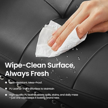 MALOL Set of 4 Saddle Bar Stools Counter Height 24.4”, Backless Barstools for Kitchen Island, Modern PU Leather Cushioned Seat, Bar Chairs for Kitchen Counter, Breakfast Bar Stools for Home,Black