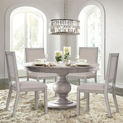 COLAMY Modern Rectangular Dining Table Set, 60" L x 36" W x 30" H, Grey Wood & Fabric, 4-6 Person Capacity, Requires Assembly