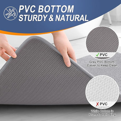 OLANLY Thick Memory Foam Bath Mat Rug 70x24, Extra Soft Absorbent Bathroom Rug, Quick Dry Bath Mats, Non-Slip, Machine Washable Carpet for Bathroom, Tub and Shower, Home Decor Accessories, Grey