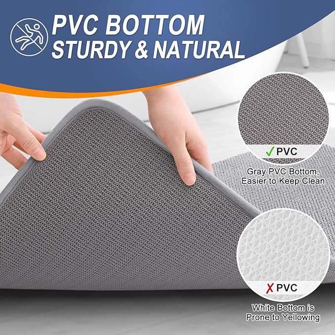 OLANLY Thick Memory Foam Bath Mat Rug 47x20, Extra Soft Absorbent Bathroom Rug, Quick Dry Bath Mats, Non-Slip, Machine Washable Carpet for Bathroom, Tub and Shower, Home Decor Accessories, Grey