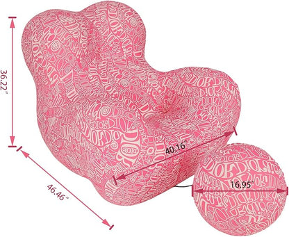 Bean Bag Chair - Memory Foam Bean Bag Chair for Adults, Comfy High-Resilience Single Sofa, Small Space Floor Chair, Chaise Lounge for Living Room, Bedroom (Pink, Ball)