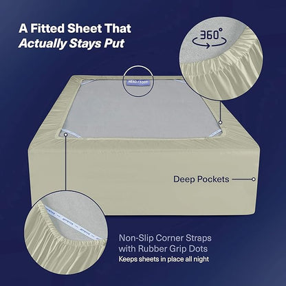 Kickoff Viscose Bamboo Sheets California King Size 4-pc 100% Organic Bamboo Viscose Bed Cooling Sheets Cal King Set Cool Bedding for hot Sleepers Sheet, Flat, Fitted, Pillowcases (Soft Sage, CK)