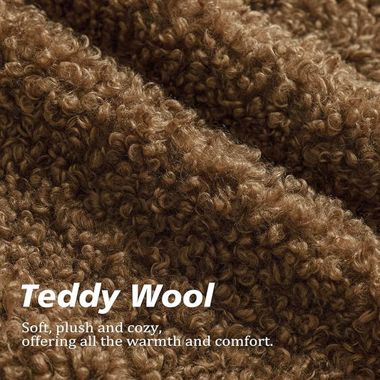 Foindtower Set of 2 Curly Teddy Wool Pillow Covers Decorative Boucle Textured Lumbar Throw Pillow Faux Fur Sherpa Pillowcases Sheepskin Fuzzy Cushion Case for Sofa Bedroom Car 12"x20" Dark Bronze