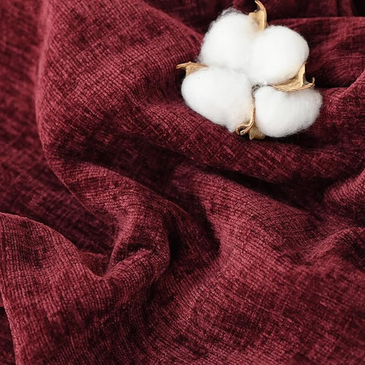 CaliTime Throw Pillow Covers Decorative 20 X 26 Inches Pack of 2 Cozy Chenille Standard Pillow Shams Cases for Couch Sofa Bed Living Room Home Burgundy