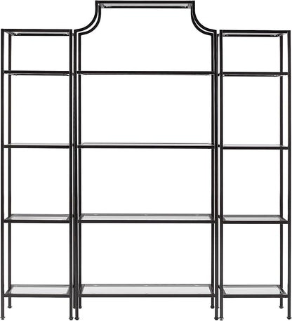 Crosley Furniture Aimee 3-Piece Bookshelf Set with Glass Shelves, Bookcase Storage, Oil-Rubbed Bronze