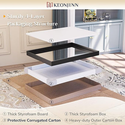 Keonjinn 48 x 24 in Brushed Silver Bathroom Vanity Mirror Rectangular Metal Framed Mirror for Wall Modern Farmhouse Rectangle Mirror Decorative Silver Mirror for Bathroom Sink(Horizontal/Vertical)