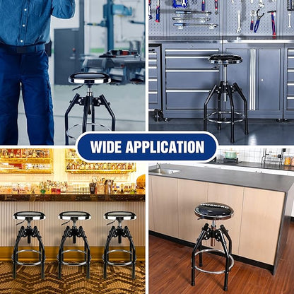 WORKPRO Heavy Duty Adjustable Hydraulic Shop Stool,Garage Bar Stool, 29in to 33.86in, 330-Pound Capacity, Black