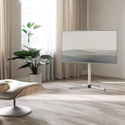 Modern Minimalist Swivel Floor TV Stand for 32-65 Inch TVs up to 88lbs, 12 Levels Height Adjustable with Tilt, Space Saving TV Mount Stand for Living Room/Bedroom, Iron Base, MAX VESA 600x400mm