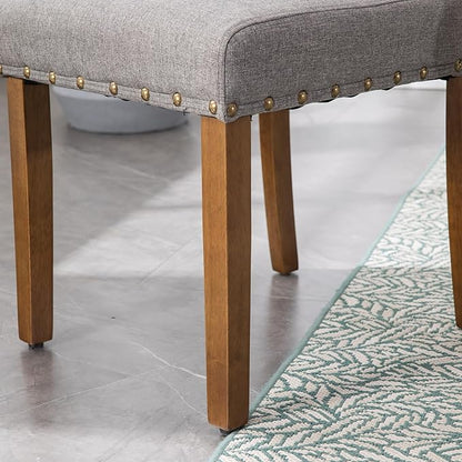 Parsons Kitchen Dining Chair Set Room Modern Upholstered Stylish Fabric High Back with Bronze Nailhead Trim