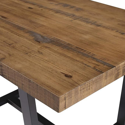 Walker Edison Durango Distressed Solid Wood Dining Table, 52 Inch, Rustic Oak