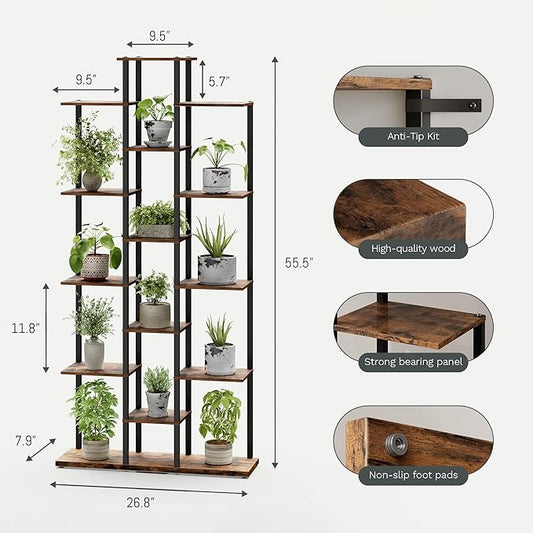 Bookshelf，Small Bookcase for Small Space，6-Tier Bookshelf for Living Room, Home Office, Study，7.87 x 26.77 x 55.5 Inches,Rustic Brown