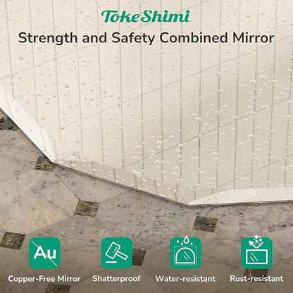 TokeShimi 30x36 Beveled Bathroom Mirror Frameless Stylish, Irregular Wall Mirrored, Shatterproof Decorative Oval Bathroom Vanity Mirror Modern Round for Living Room, Entryway, Restroom