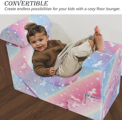 MeMoreCool Foam Climbing Toddler Couch, Modular Kids Sofa with Slide & Stair, Convertible Baby Couch for Playroom, Sectional Furniture for Crawling, Climbing, and Kids’ Play