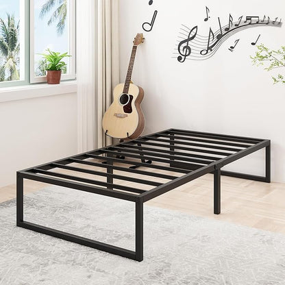 16 Inch Twin XL Bed Frames Heavy Duty Sturdy Metal Platform Bed Frame No Box Spring Needed, Noise Free, Easy Assembly, Black