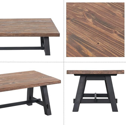 Alaterre Furniture Adam 42-Inch Solid Wood Rustic Coffee Table - Easy Assembly Industrial Style with Natural Finish Living Room Accent Furniture