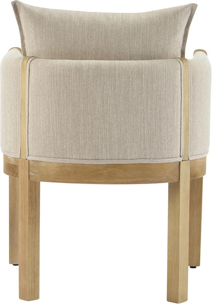 Christopher Knight Home Lucid Linen Upholstered Dining Chairs Set of 2, Rubber Wood Dining Room Chairs, Modern Armchair, Extra Seating for Dining Room, Versatile Indoor Furniture, Beige + Natural