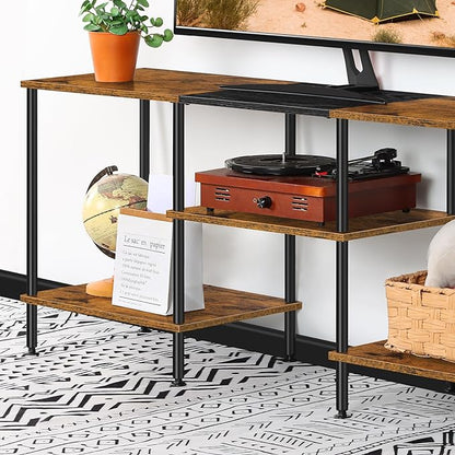 50 inch TV Stand for Bedroom Rustic Brown TV Entertainment Center with Storage 3 Tier TV Table Stand for Living Room TV Console Table for 50 43 40 32 inch TV