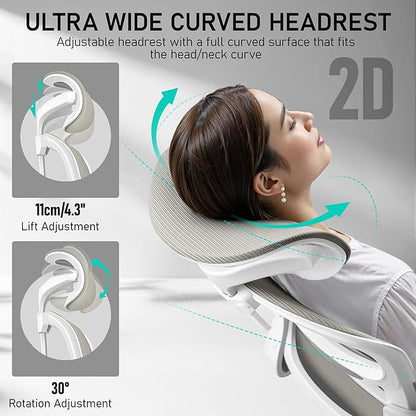 High Back Ergonomic Office Chair, Breathable Mesh Desk Chair with Lumbar Support, Adjustable Headrest, Flip-up Armrests, Computer Gaming Chair