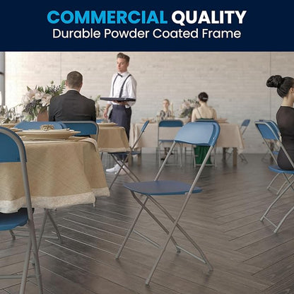 Flash Furniture Hercules Series Plastic Folding Chair - Blue - 4 Pack 650LB Weight Capacity Comfortable Event Chair-Lightweight Folding Chair