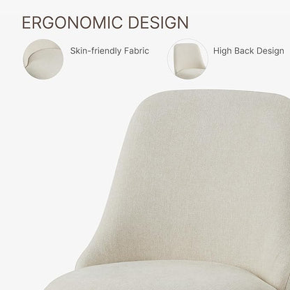 Swivel Dining Chair Mid Century Modern DeskChair High Back Upholstered Linen Fabric SideChair for Kitchen Diningroom Bedroom,Linen,4 Box