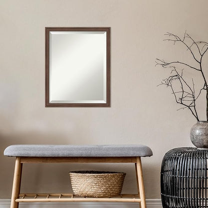 Amanti Art Brown Bathroom Mirror for Over Sink, 22x18 Florence Medium Brown Rectangle Vanity Mirror, Small Casual Frame, Hangs Horizonally and Vertically, Bathroom Wall Decor, Beveled Edge