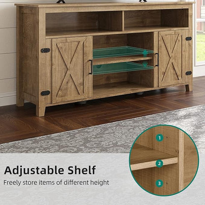 YITAHOME Television Stand for 65 Inch TV, Farmhouse TV Stand Entertainment Center with Storage and Barn Door, Media Console TV Cabinet for Living Room, 59 Inches, Barnwood