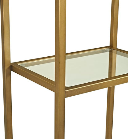 Crosley Furniture Aimee Narrow Bookshelf with Glass Shelves, Bookcase Storage, Gold and Glass