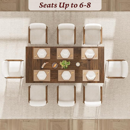 71" Dining Table for 6 to 8 People, Modern Dinner Table with Unique Wooden Legs, Rectangle Dining Table for Kitchen, Dining Room & Living Room, Walnut