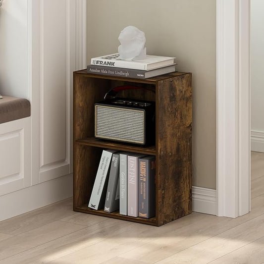 Furinno Luder 2-Tier Open Shelf Bookcase, Amber Pine