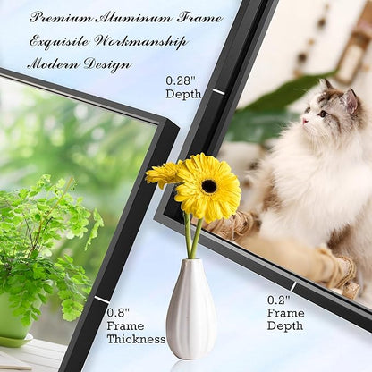 36x48 Inch Black Bathroom Mirror for Wall, Aluminum Frame Rectangle Rectangular Vanity Mirror, Modern Large for Bedroom, Living Room, Horizontal or Vertical