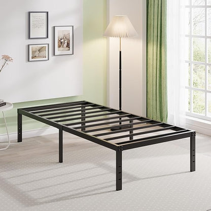 EMODA 14 Inch Twin XL Bed Frames No Box Spring Needed, Heavy Duty XL Twin Metal Platform Bed Frame, Noise Free, Easy Assembly, Black